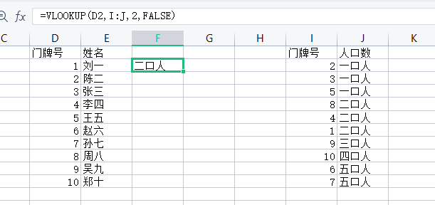 VLOOKUP函数结果